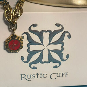 Gold Chain with Red RC Rustic Cuff Bracelet